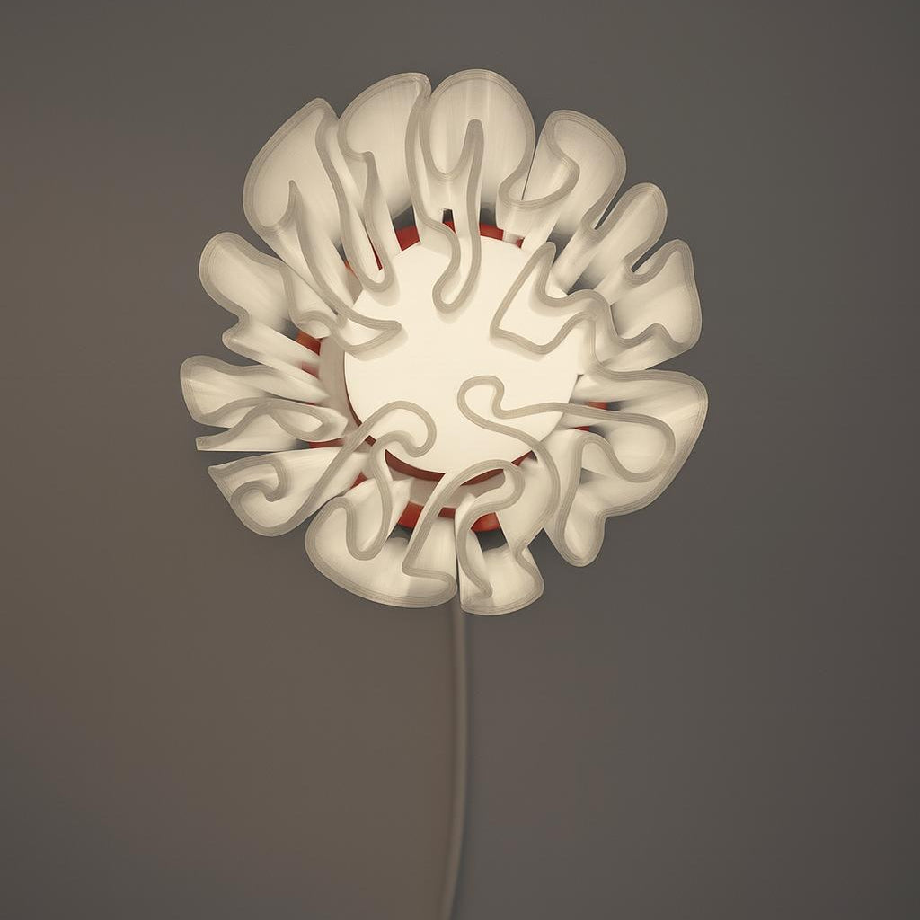 Decorative wall light fixture with intricate design on a gray background